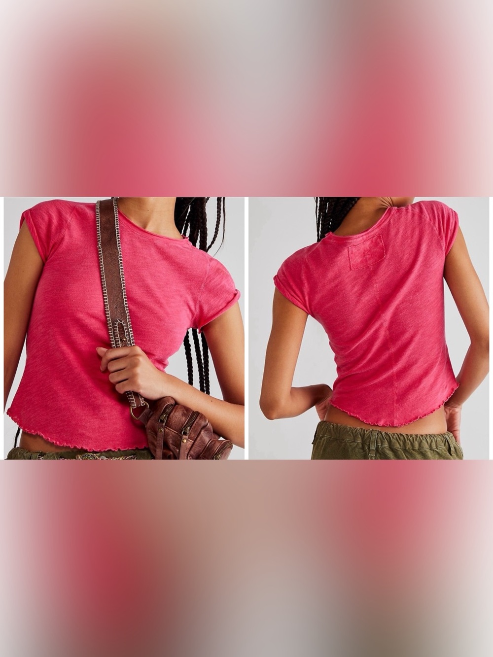 NWOT Free People We the Free Be my Baby Tee - strawberry spritz hot pink - XS, S